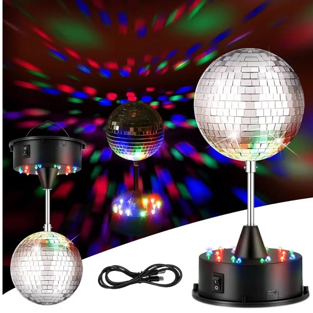 LED Disco Ball Light - Silver and Black